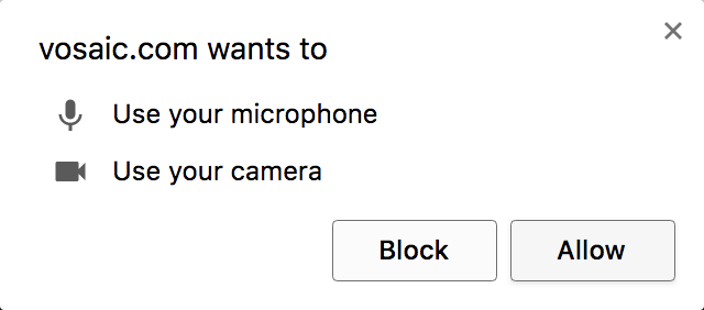 Camera and microphone access.