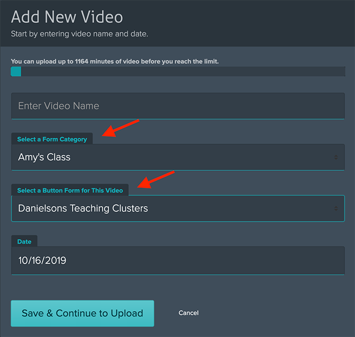 Add New Video: Categories Dropdown