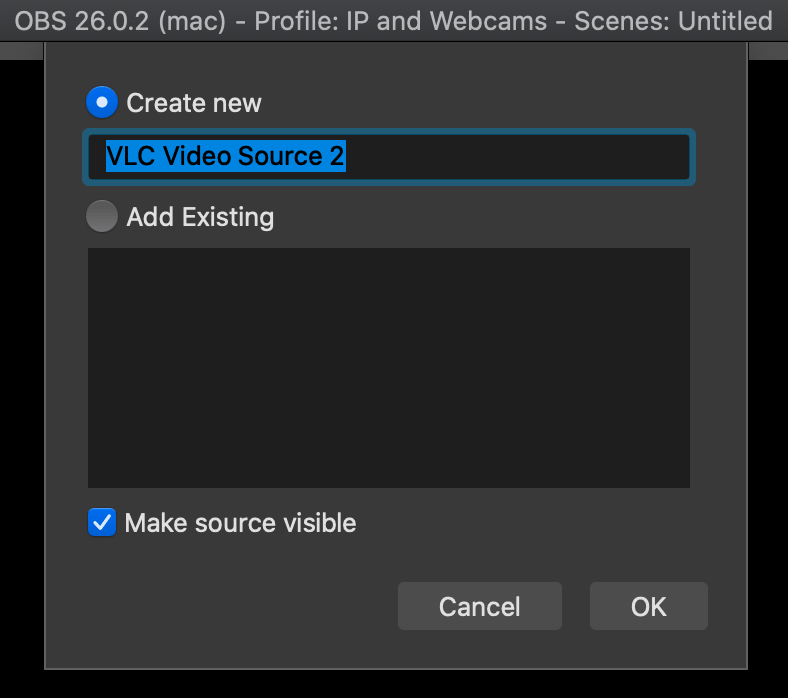 OBS Create New Source