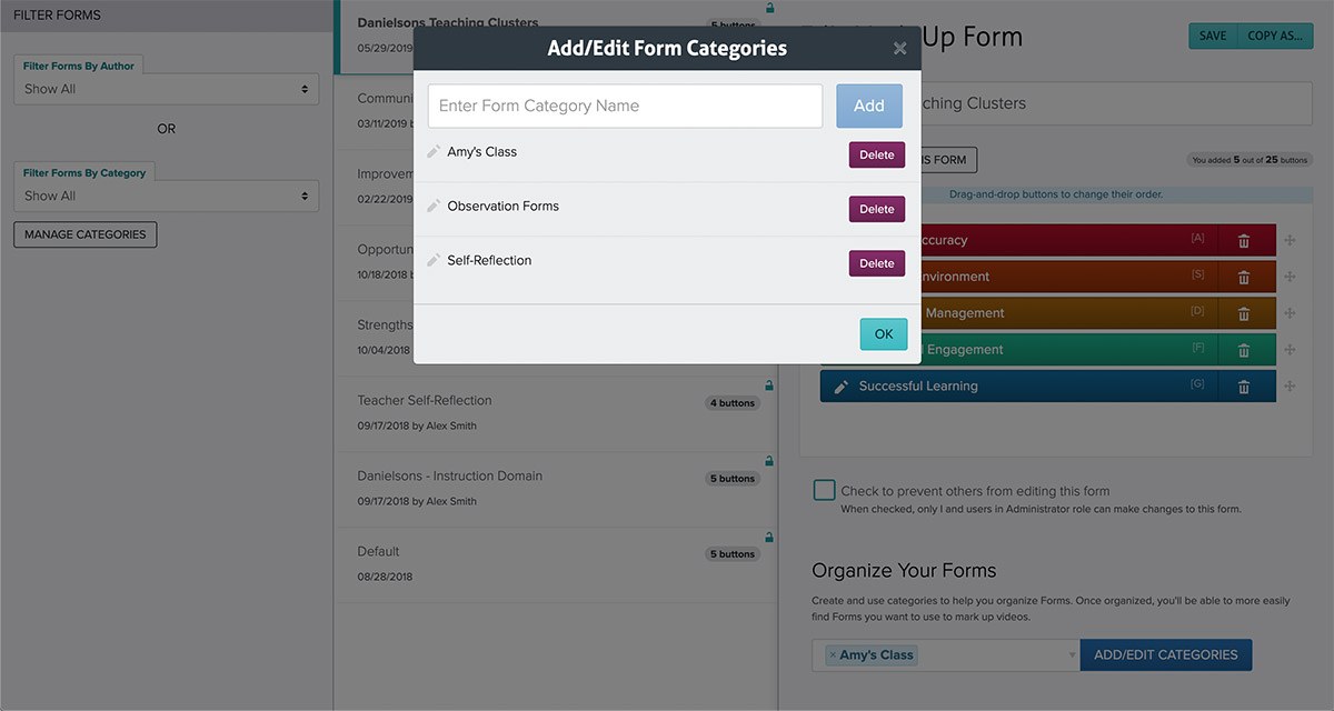Organize Vosaic Forms Into Categories
