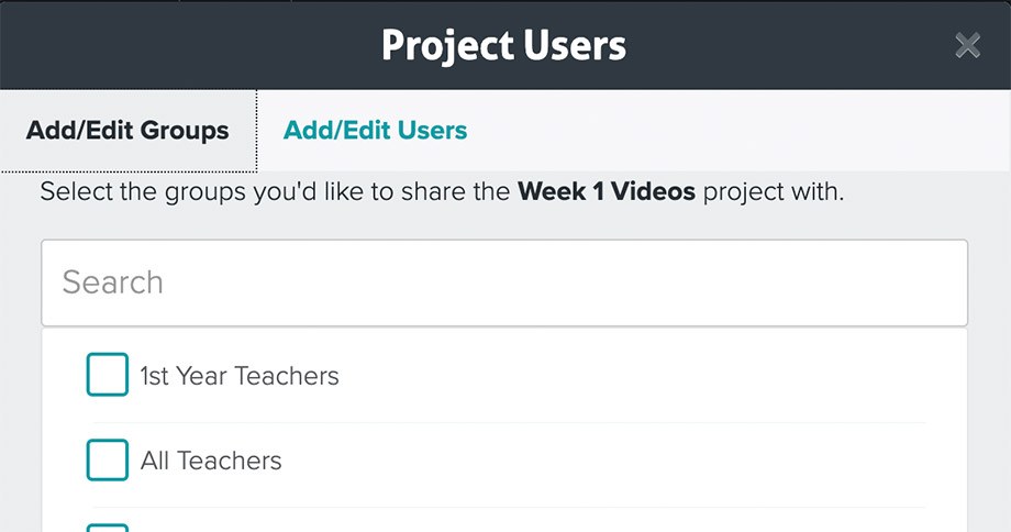 Add users or groups to Vosaic Projects