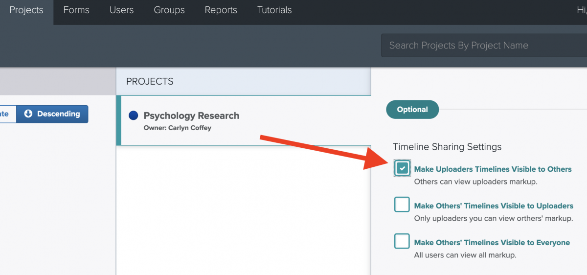 Make uploaders' timlines visible to others