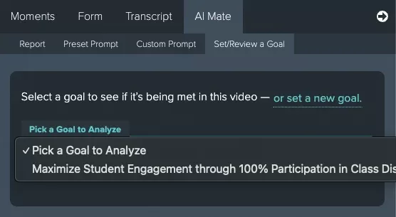 Pick a goal for Vosaic AI Mate to analyze