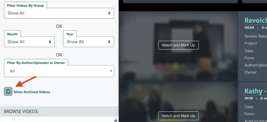 Show archived videos