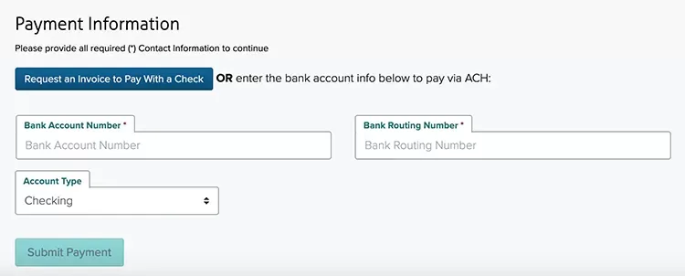 Pay via Check or ACH