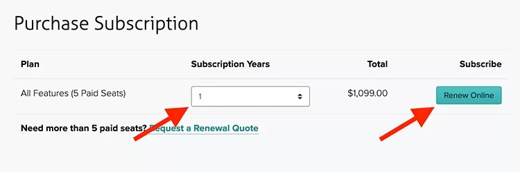 Select subscription term and continue