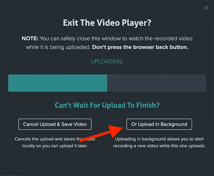 Upload in Background Button