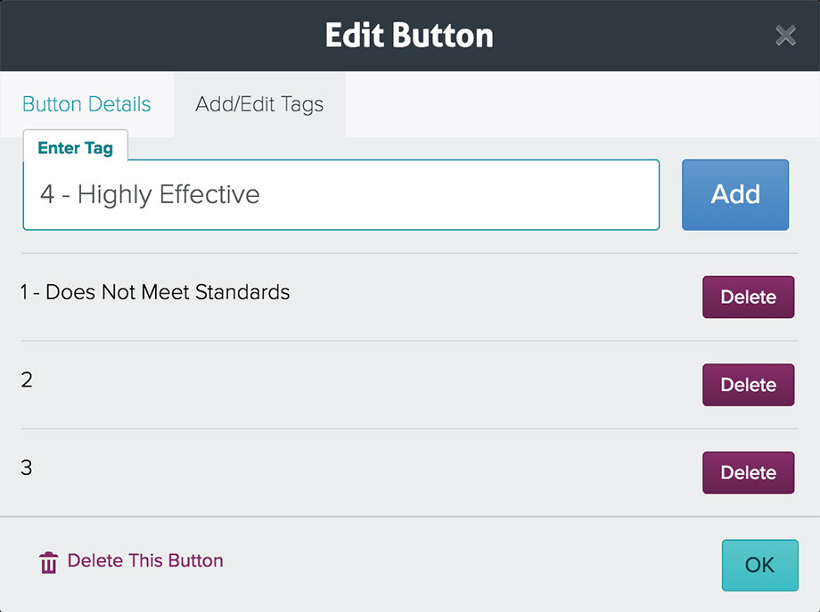 Add/Edit Tags modal